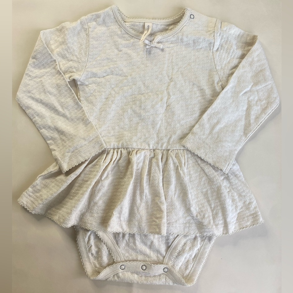 Quincy Mae Organic Pointelle Skirted Bodysuit